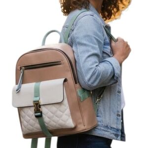 Blush pink  cream and mint green Backpack purse
